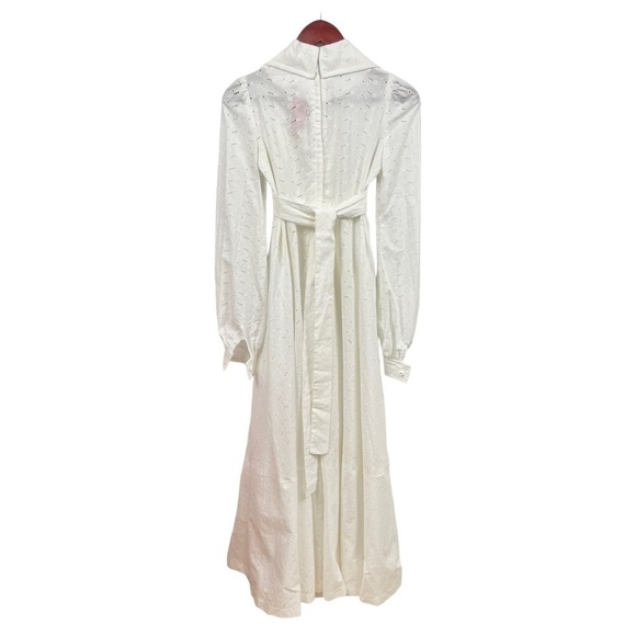 RARE! NEW Vintage 70s DEADSTOCK White Eyelet Cottagecore Maxi Dress Size XS/ 5.5 - Picture 3 of 12